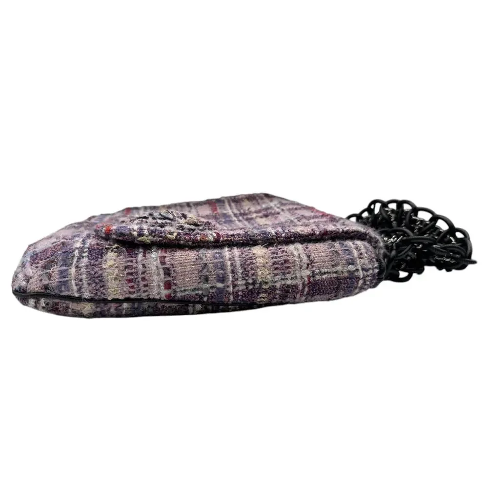 Chanel Lavender Tweed Camellia Large Flap Messenger Bag